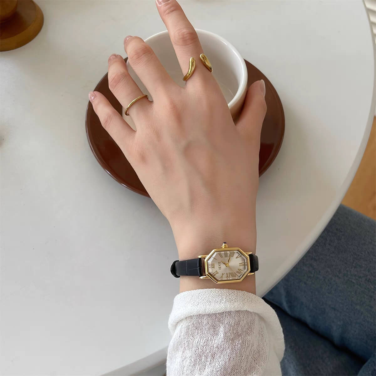 Chic Style Brown/Black Genuine Leather Watch