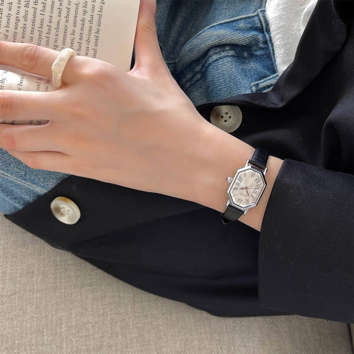 Chic Style Brown/Black Genuine Leather Watch