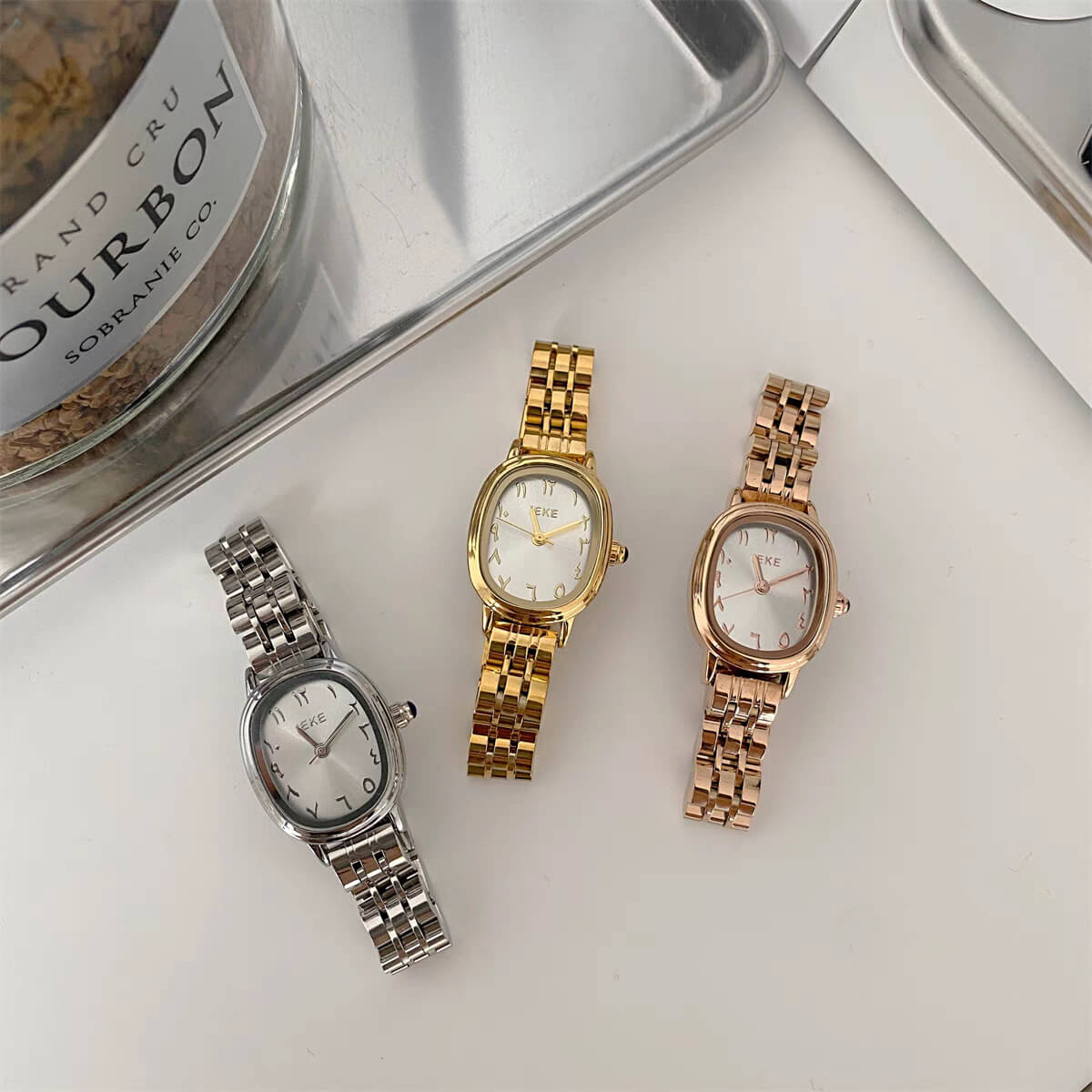 Vintage Style Gold/Silver/Rose Gold Square-Round Watch