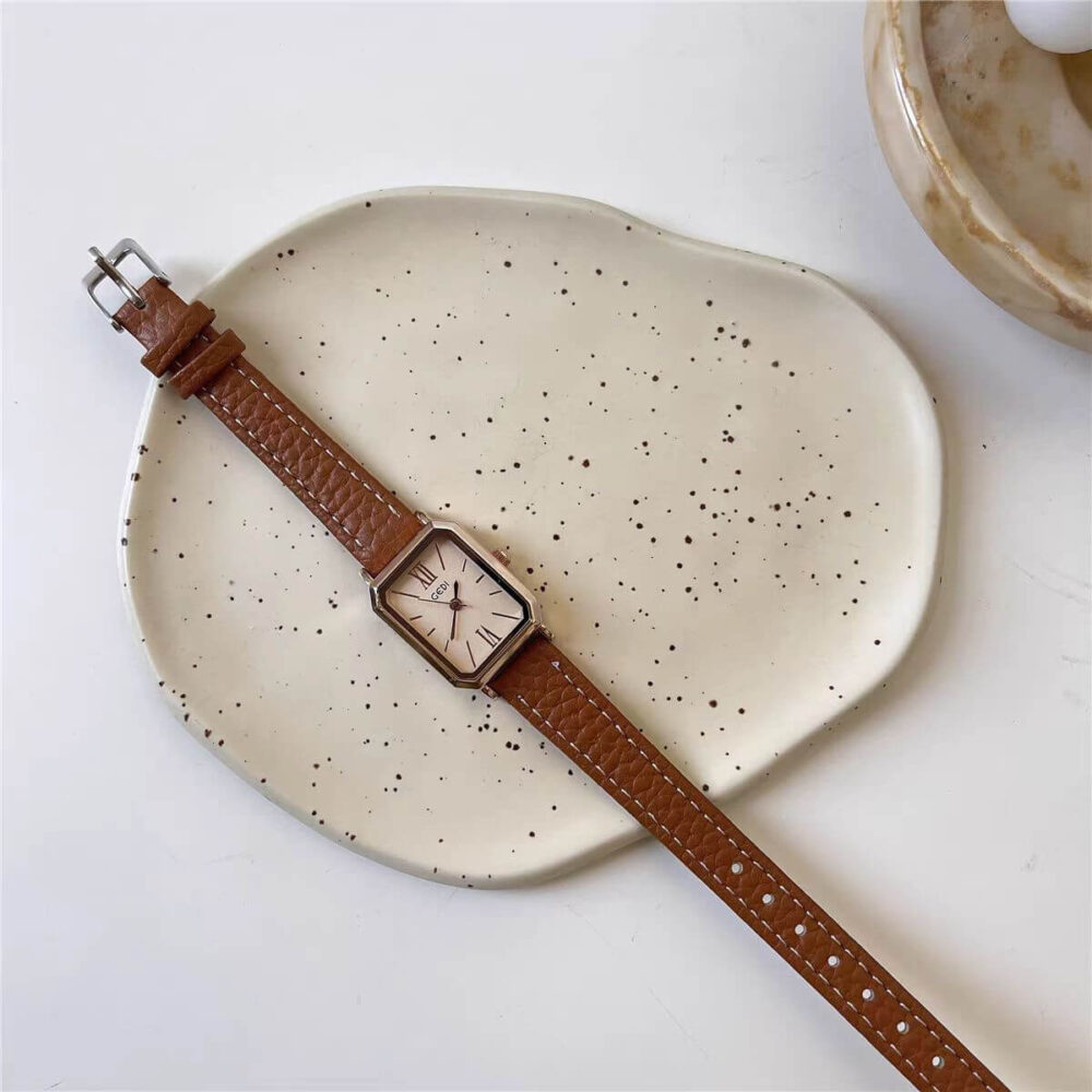 watch346-09.jpg Classic Brown/Pink/Blue/Black/Green Round Genuine Leather Watch