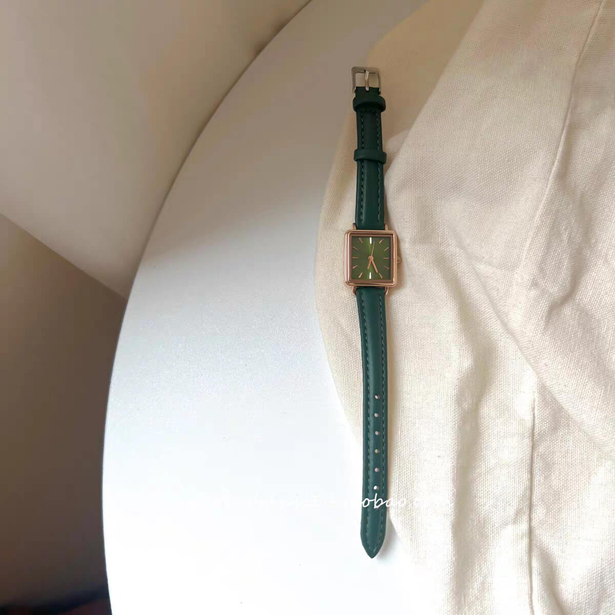 Chic Style Brown/Green/Black Square Genuine Leather Watch