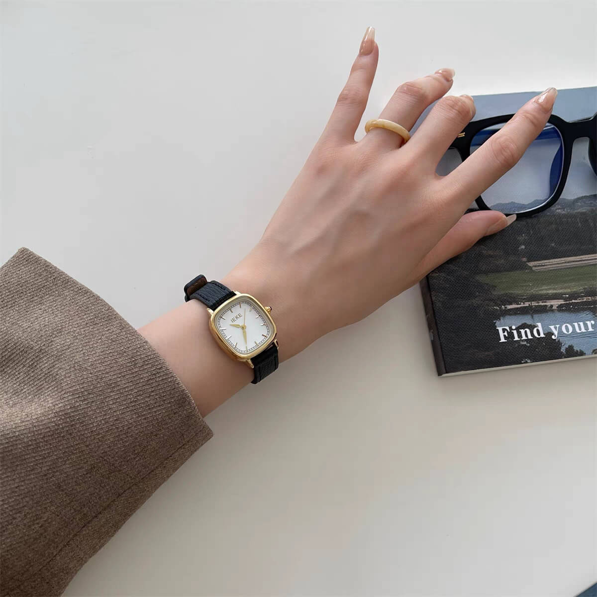 Chic Style Brown/Grey/Black Genuine Leather Watch