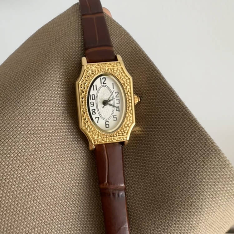 watch372-04.jpg Vintage Style Brown/Gold Oval Bracelet Watch for Women