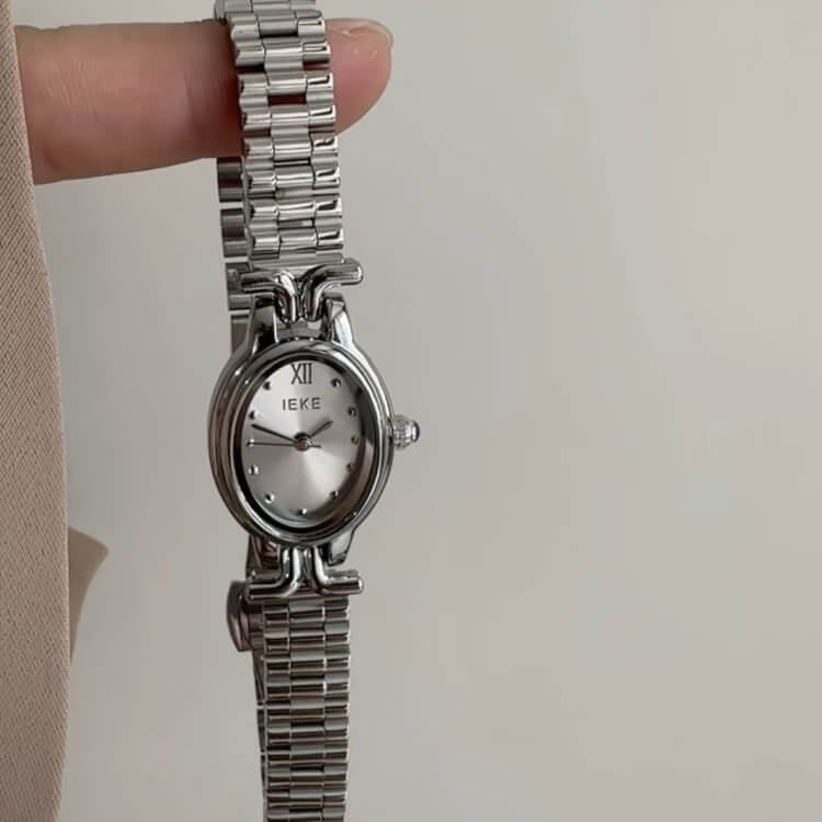 Dainty Gold/Silver Oval Face Bracelet Watch for Women