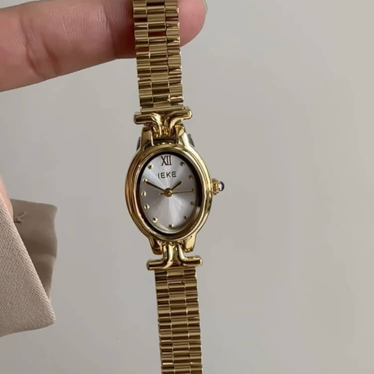 Dainty Gold/Silver Oval Face Bracelet Watch for Women