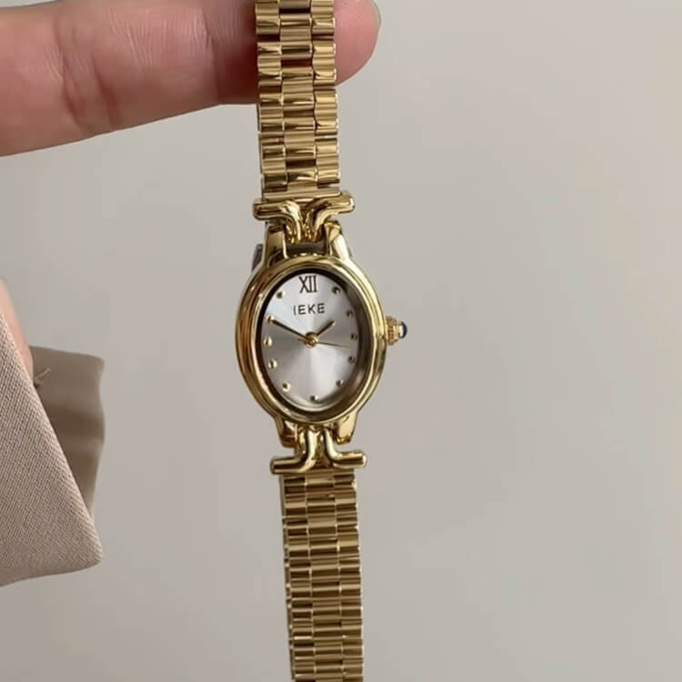 Dainty Gold/Silver Oval Face Bracelet Watch for Women