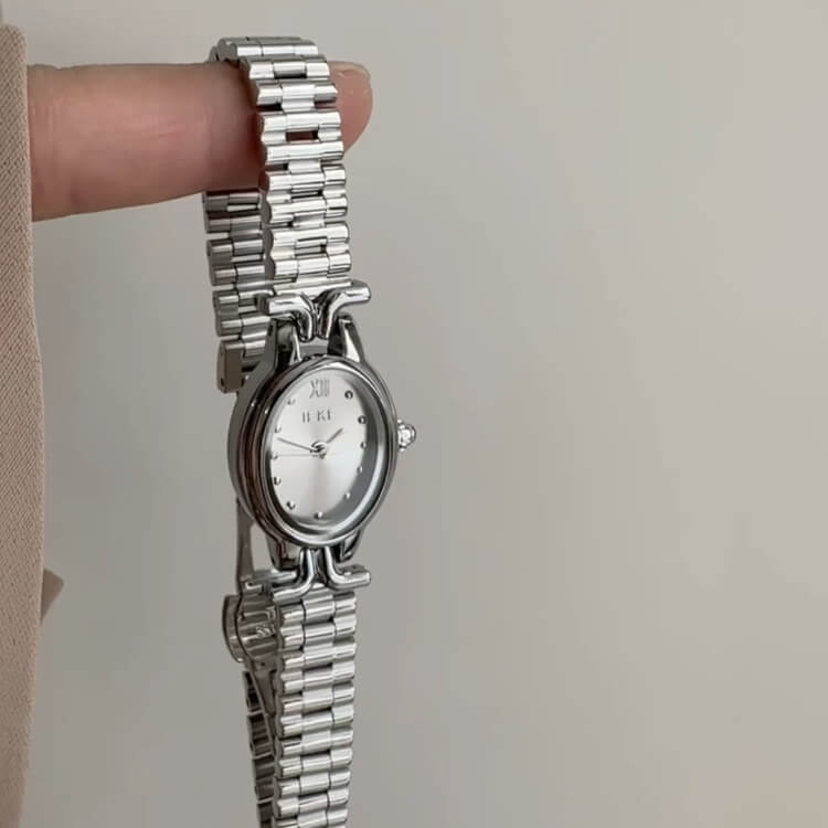 Dainty Gold/Silver Oval Face Bracelet Watch for Women