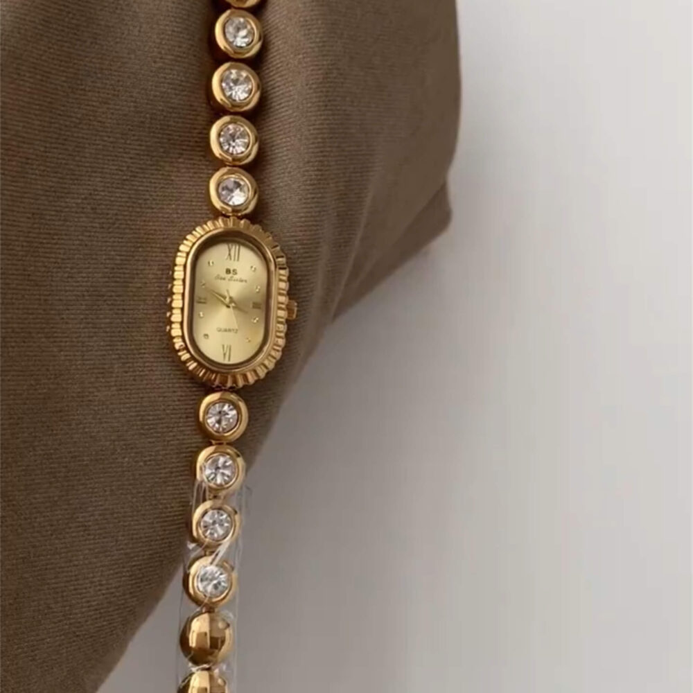 Chic Gold/Silver Round-Square Face Bracelet Watch