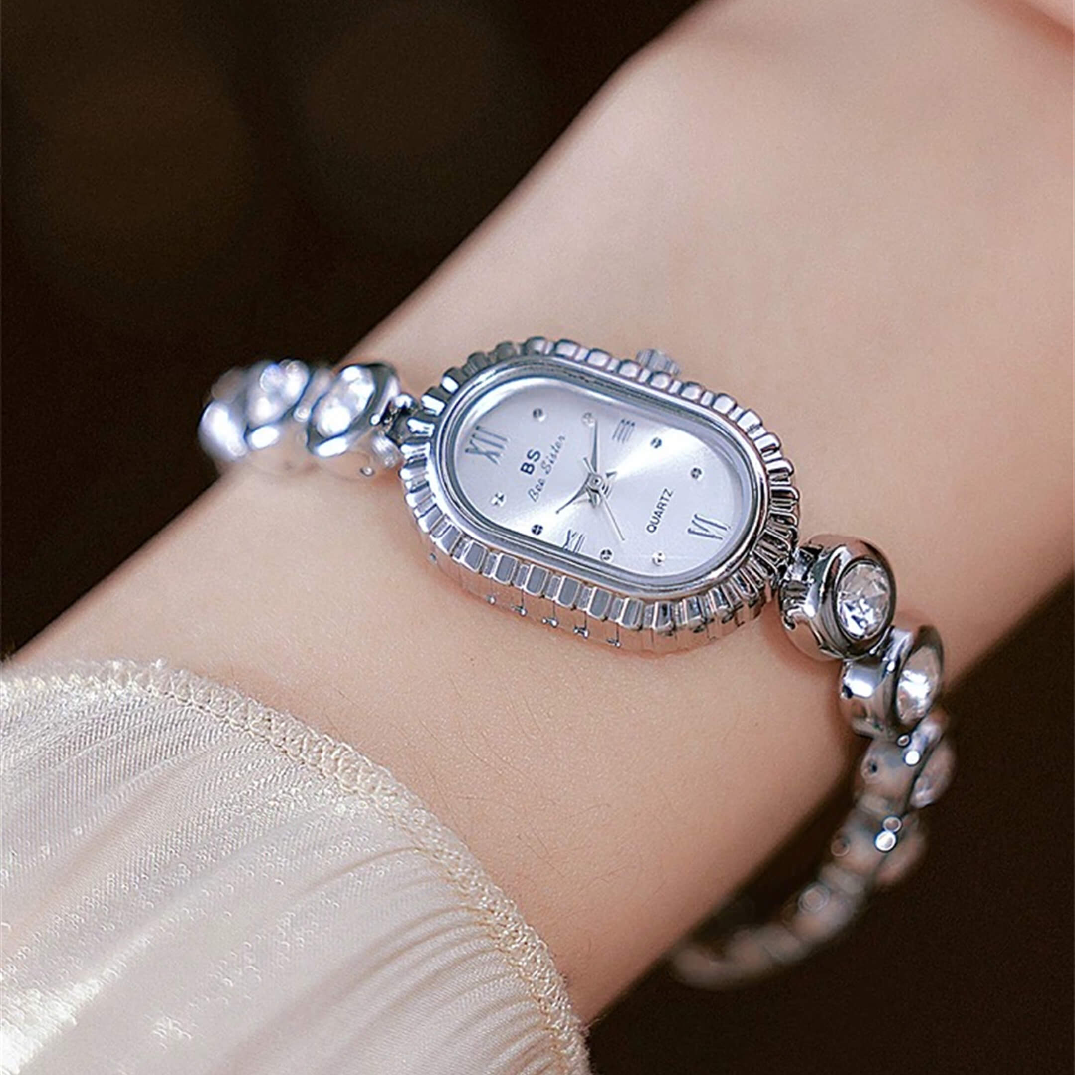 Chic Gold/Silver Round-Square Face Bracelet Watch