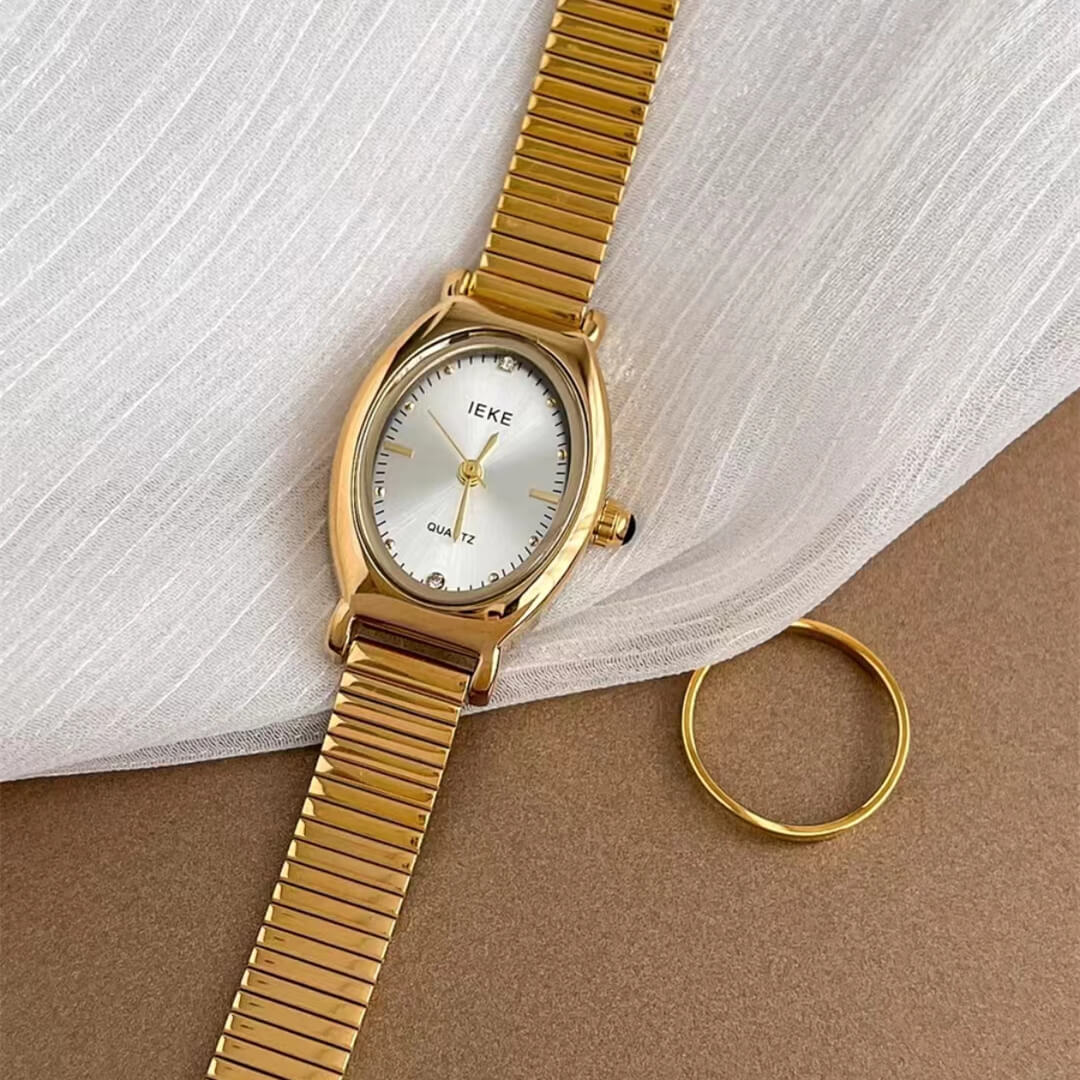 Vintage-Inspired Rose Gold Oval Bracelet Ladies Watch