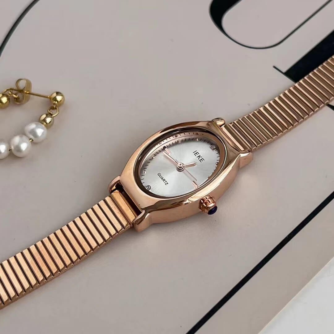 Vintage-Inspired Rose Gold Oval Bracelet Ladies Watch