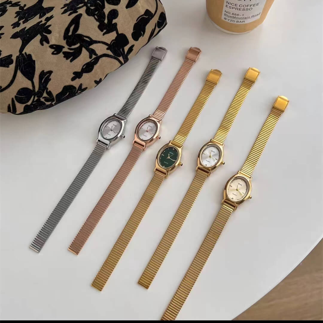 Vintage-Inspired Rose Gold Oval Bracelet Ladies Watch