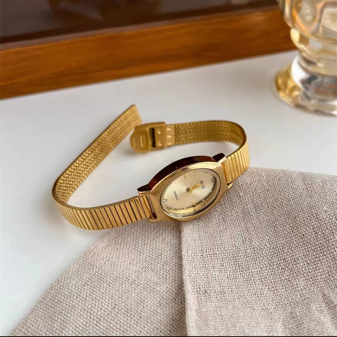 Vintage-Inspired Rose Gold Oval Bracelet Ladies Watch