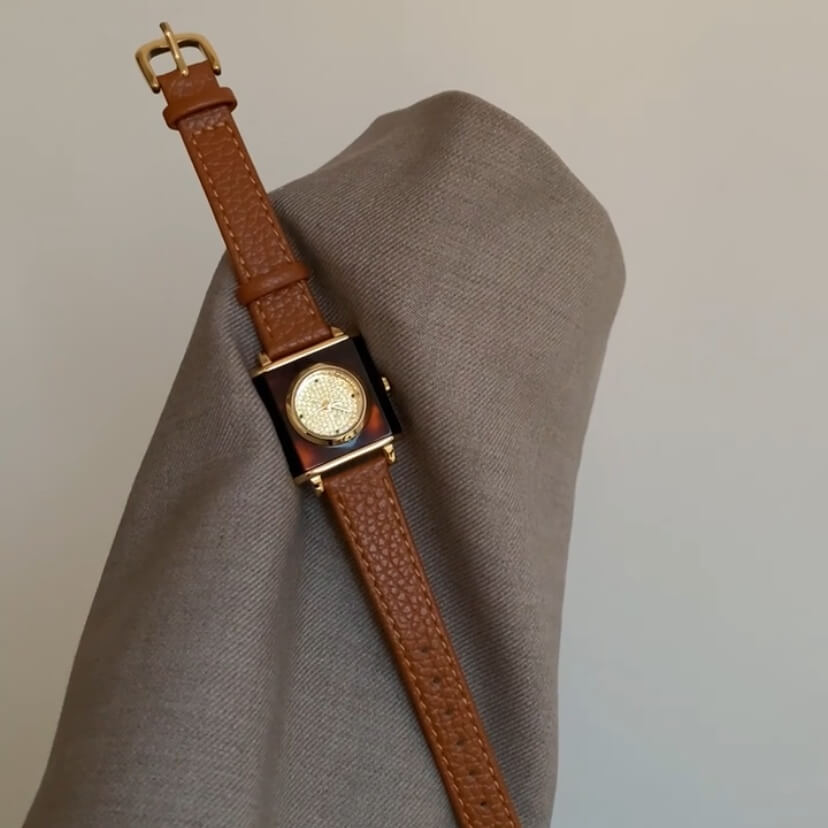 Vintage Square Genuine Leather Women’s Watch