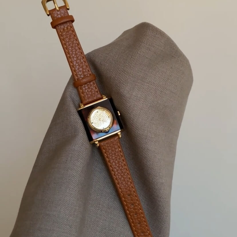 Vintage Square Genuine Leather Women’s Watch
