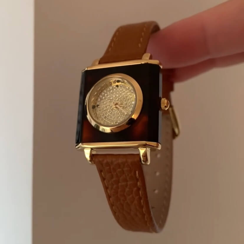 Vintage Square Genuine Leather Women’s Watch