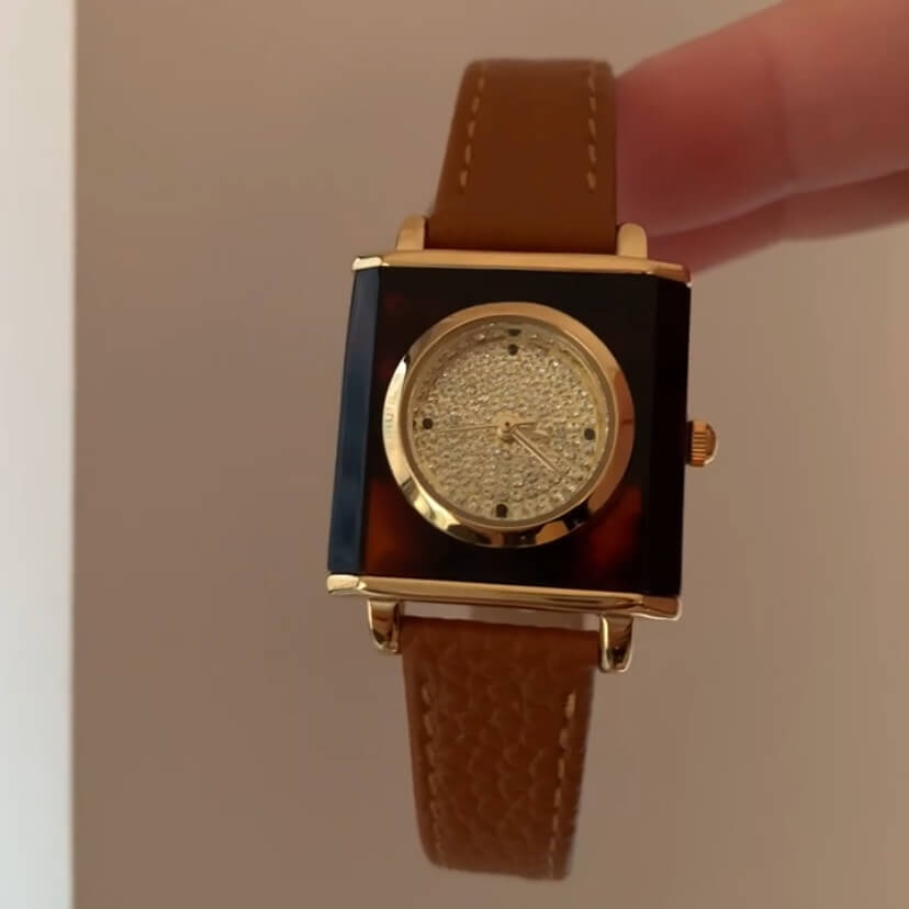 Vintage Square Genuine Leather Women’s Watch