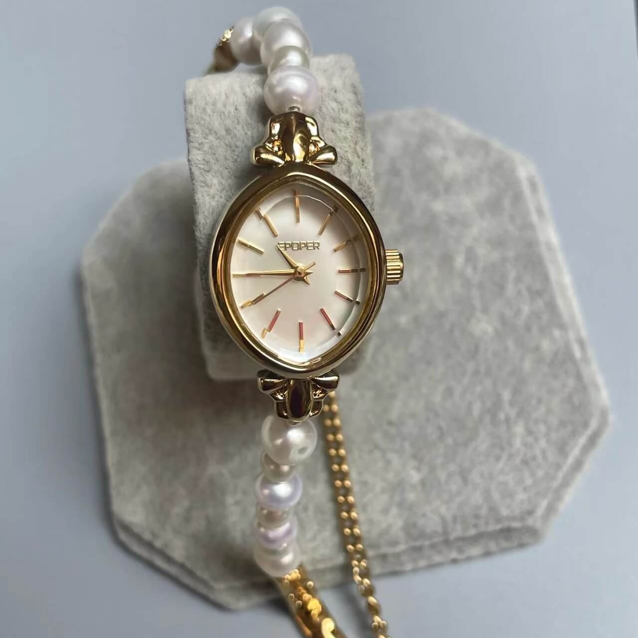 Vintage Small Oval Freshwater Pearl Bracelet Watch