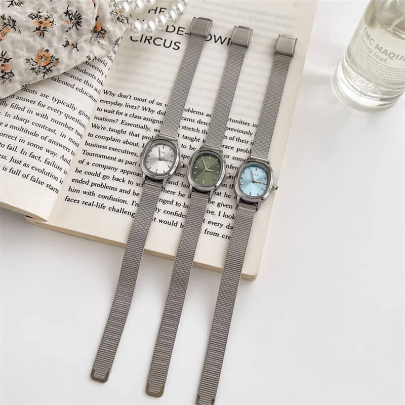 Chic Silver Oval Dial Stainless Steel Women's Watch