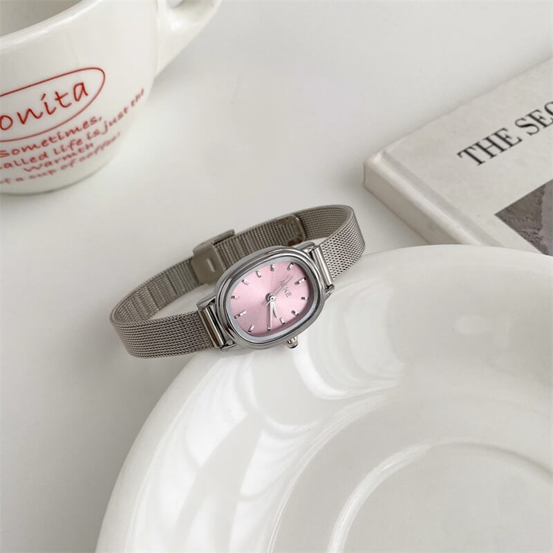 Chic Silver Oval Dial Stainless Steel Women's Watch