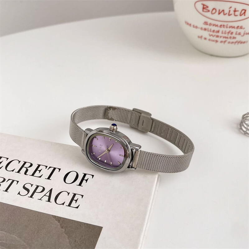 Chic Silver Oval Dial Stainless Steel Women's Watch