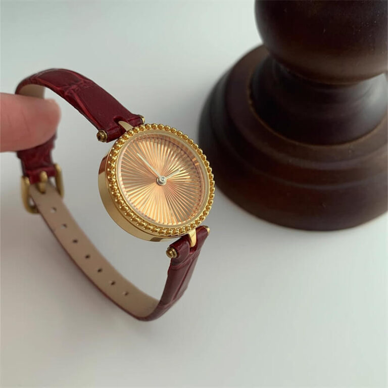 Womens Gold Round Face Watch Blue Mother of Pearl Watch – ChicFaith ...
