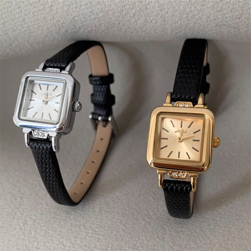 Classic Gold/Silver Square Small Dial Watch for Women