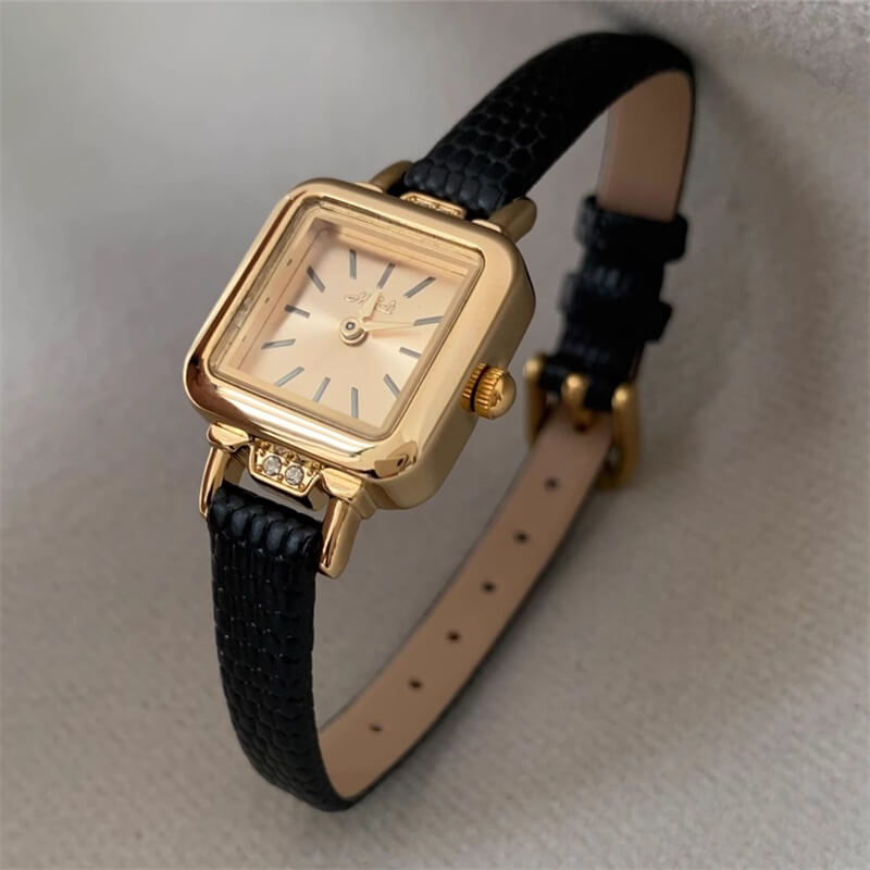 Classic Gold/Silver Square Small Dial Watch for Women