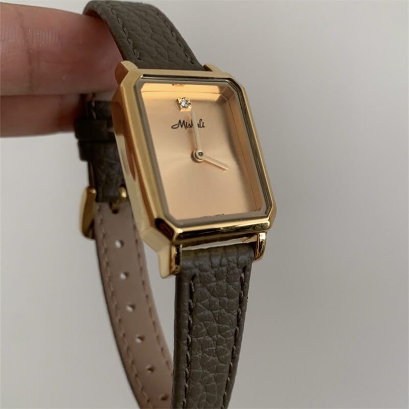 Minimalist Style Black Rectangle Genuine Leather Women’s Watch