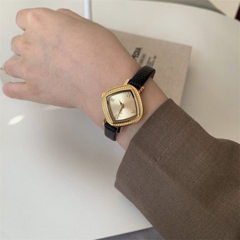 Womens Gold Round Face Watch Blue Mother of Pearl Watch – ChicFaith ...