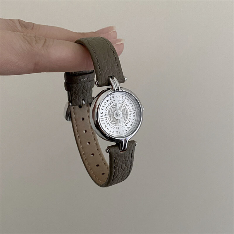 Classic Brown/Black/Grey Round LeatherLadies Watch