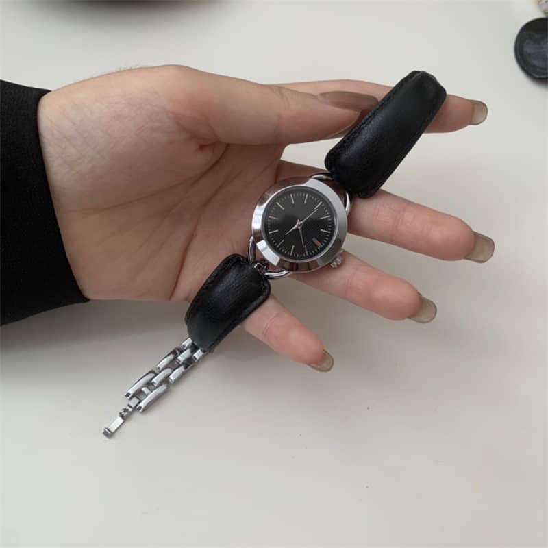 Chic Style Brown/Black Round Leather Ladies Watch