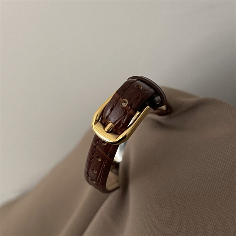 Chic Style Brown/Black Oval Leather Watch for Women