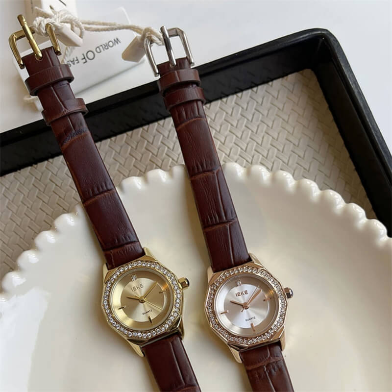 Vintage Style Brown/ Black Round Leather Women’s Watch