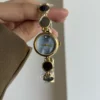 Womens Gold Round Face Watch Blue Mother of Pearl Watch – ChicFaith ...
