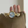 Womens Gold Round Face Watch Blue Mother of Pearl Watch – ChicFaith ...