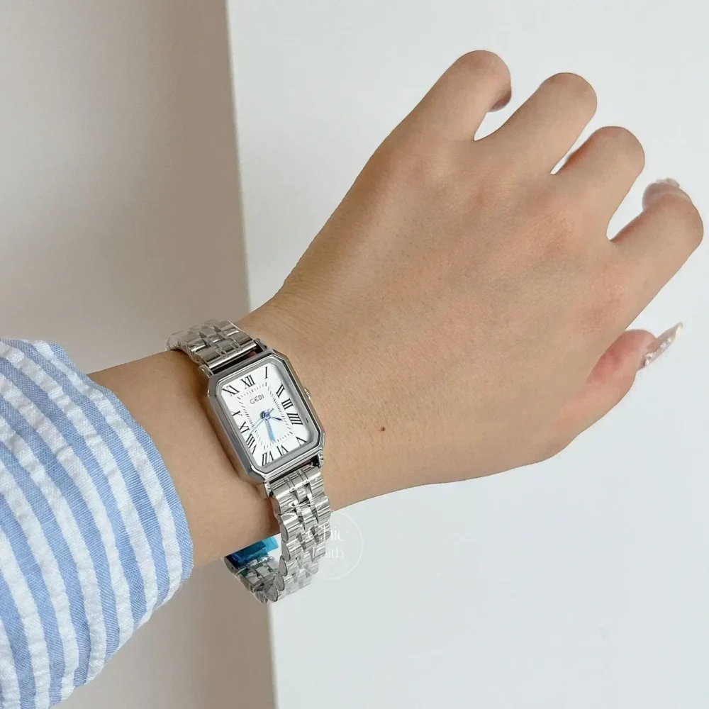 Dainty Silver Square Bracelet Ladies Watch
