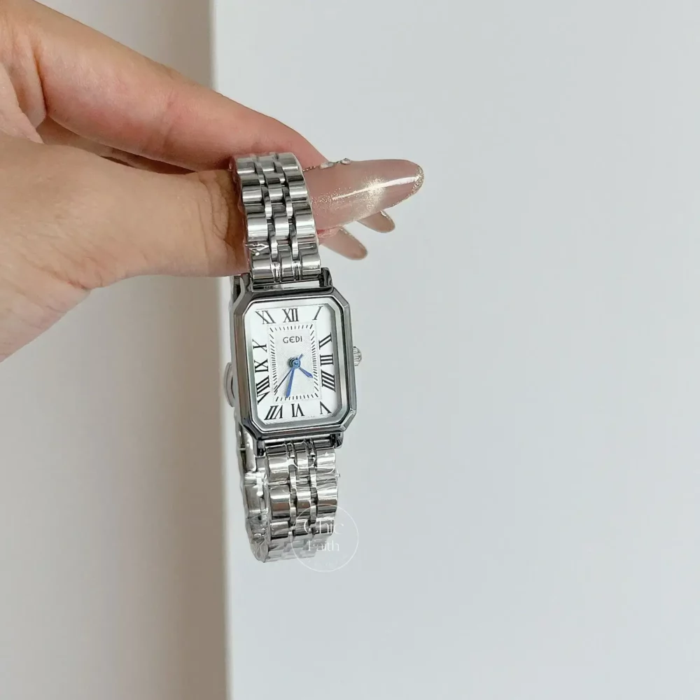 Dainty Silver Square Bracelet Ladies Watch