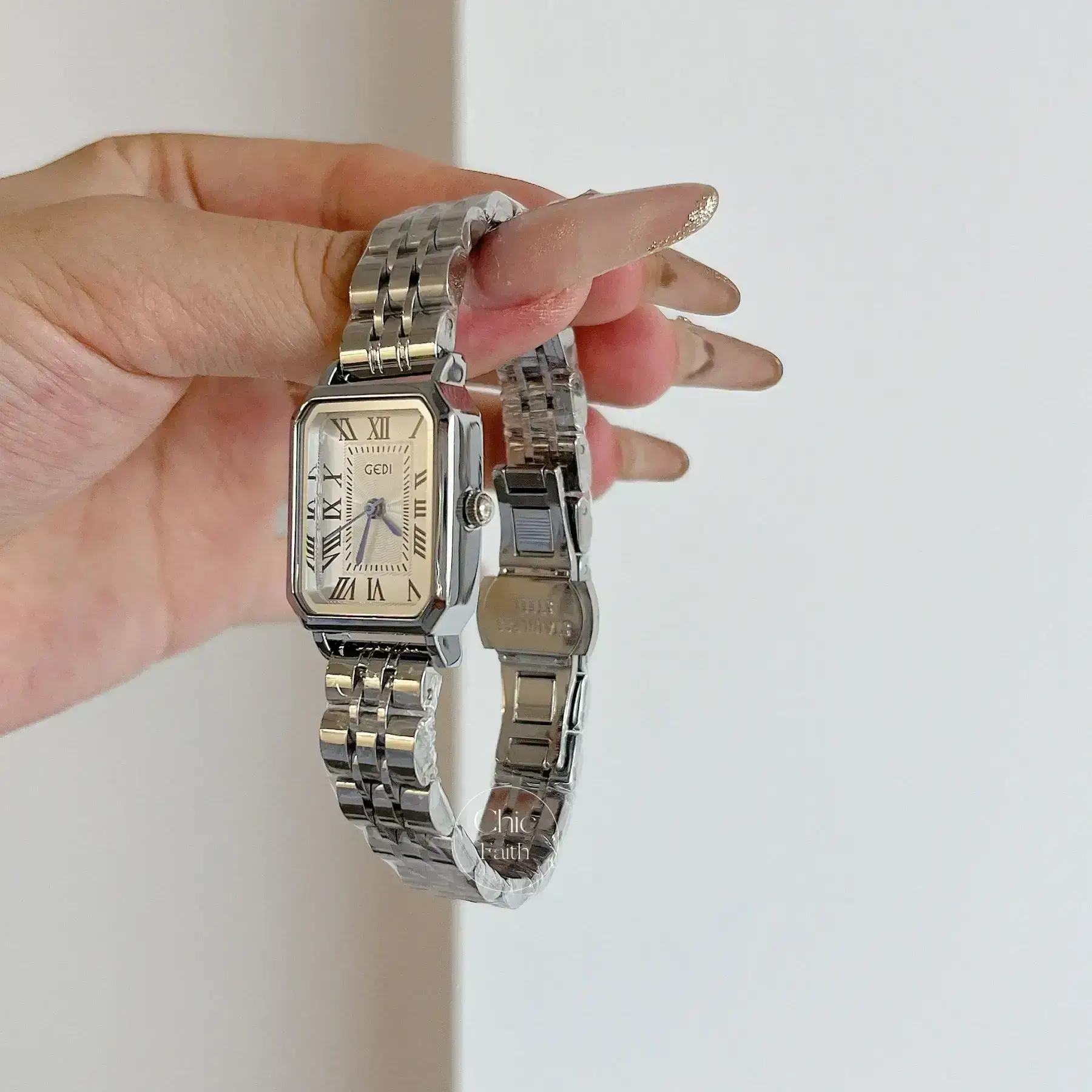 Dainty Silver Square Bracelet Ladies Watch