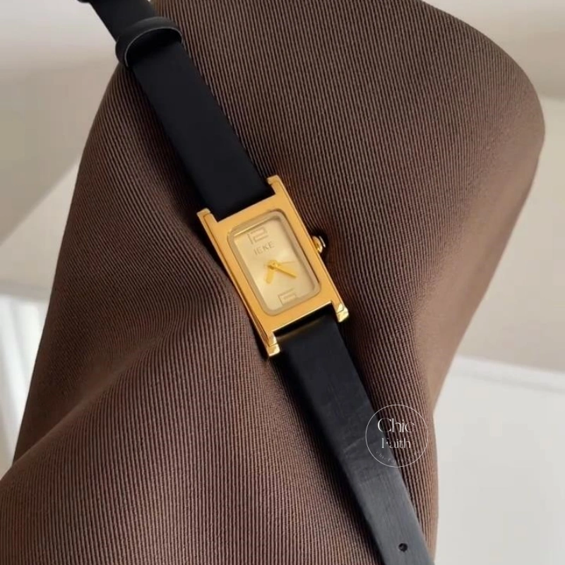 Classic Gold Rectangle Dial Watch for Women