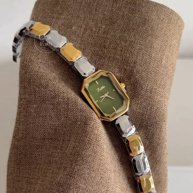 Two Tone Square Face Ladies Watch Niche Light Luxury Design