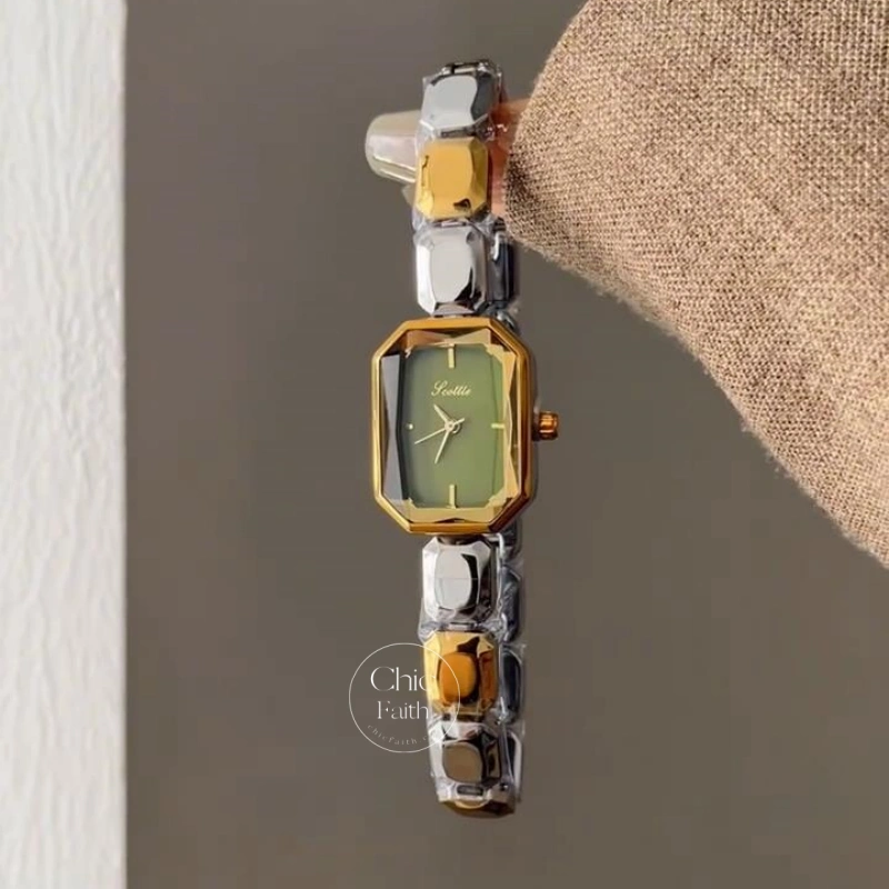 Two Tone Square Face Ladies Watch Niche Light Luxury Design