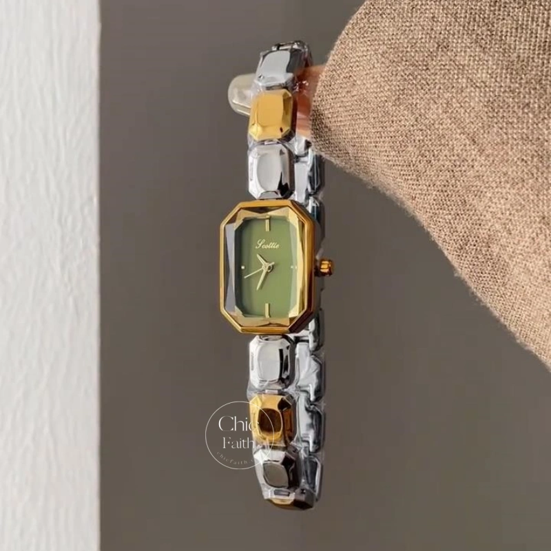 Two Tone Square Face Ladies Watch Niche Light Luxury Design