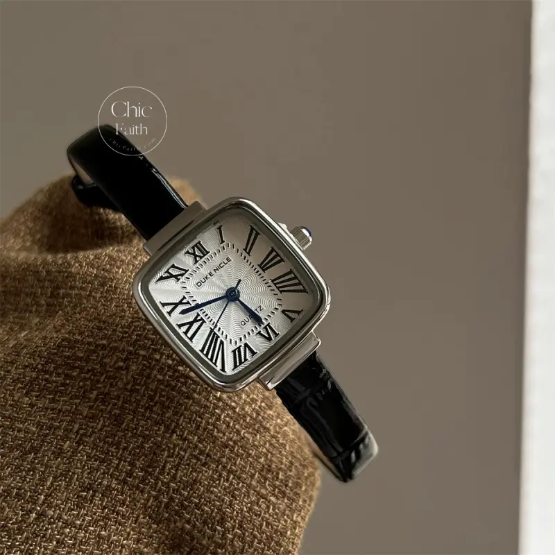 Classic Square Dial Women's Watch Genuine Leather Strap Ladies Watch