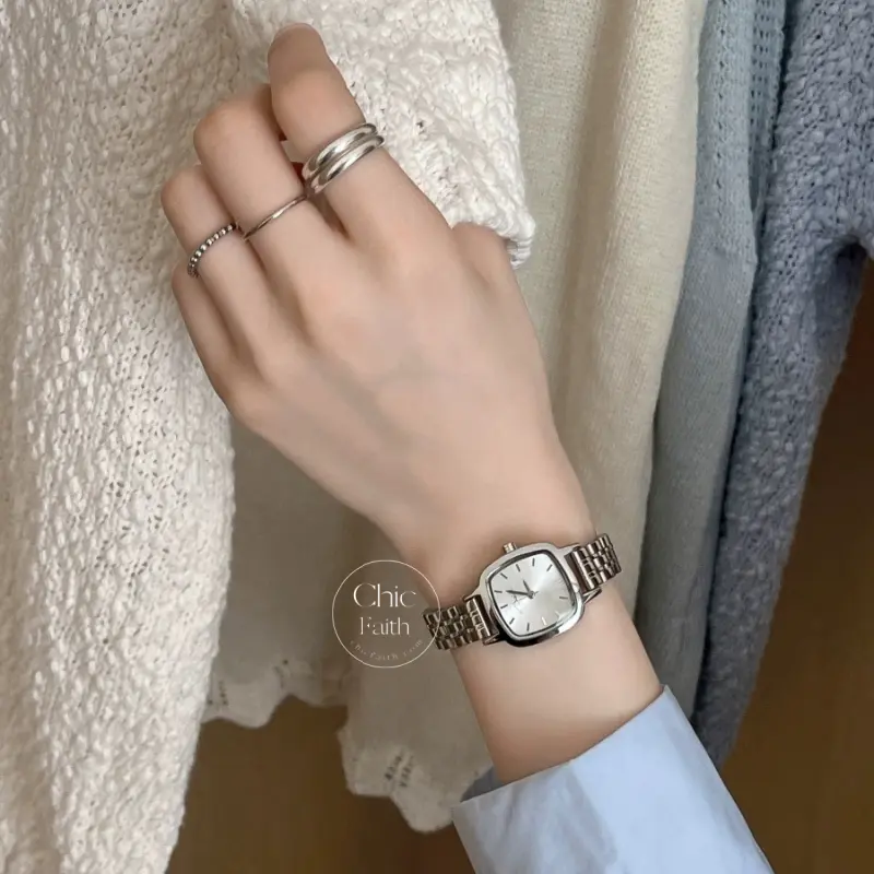 Elegant Purple/White/Green/Blue Square Dial Women's Watch Stainless Steel Bracelet Ladies Watch