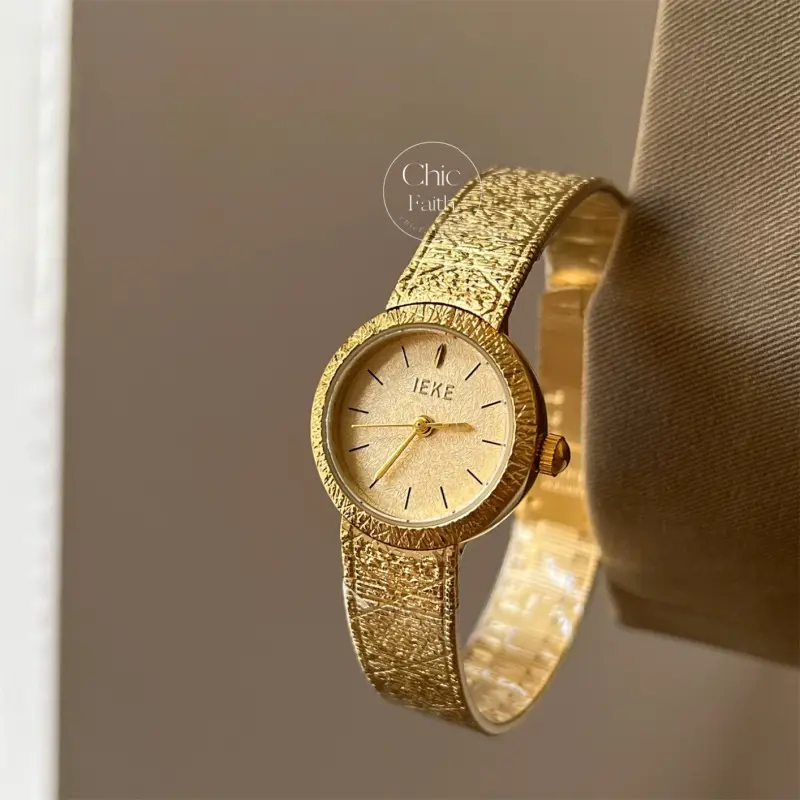Vintage-Inspired Gold/Silver Round Dial Ladies Watch Classic Small Face Watch