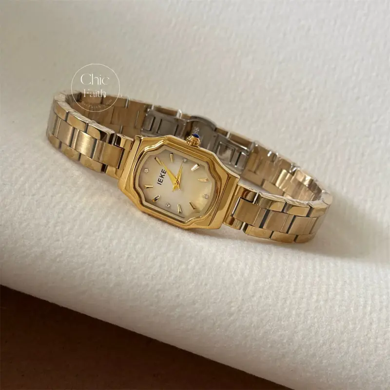 Vintage-Inspired Beige Mother of Pearl Dial Women's Bracelet Watch