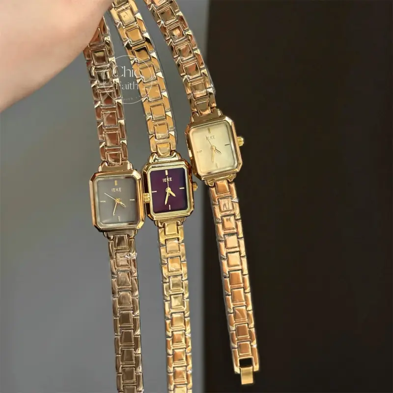 Chic Gold Square Face Women's Bracelet Watch