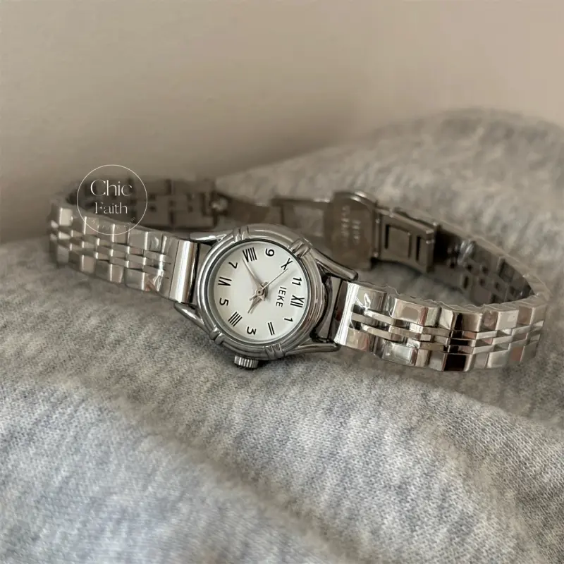 Vintage-Inspired Gold/Silver Round Small Face Bracelet Watch for Women