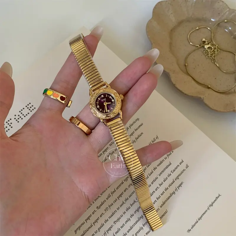 Vintage Style Gold/Silver Round Face Bracelet Ladies Watch